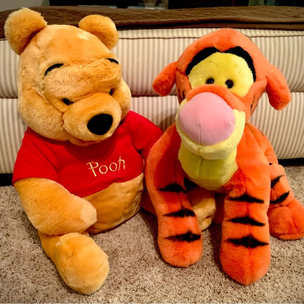 Official Disney Winnie the Pooh and Tigger Plush Set - Orange and Yellow